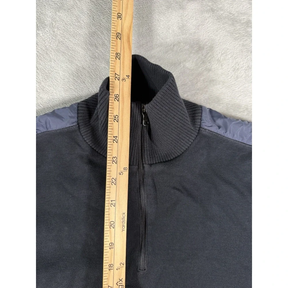 Boss Hugo Boss Sweater Mens XL Black Blue Mock Neck 1/4 Zip Pullover